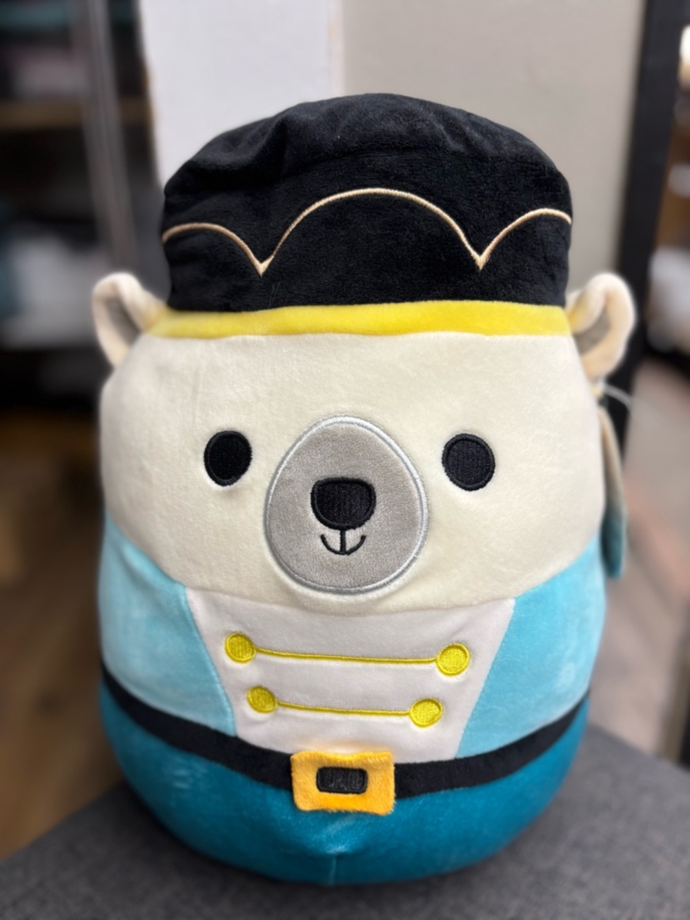 Cute Plush Polar Bear Soldier Plushie in Blue, Black, and Tan